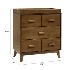 Scoot 3-Drawer Changer Dresser with Removable Changing Tray in Natural Walnut