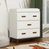 Scoot 3-Drawer Changer Dresser with Removable Changing Tray in White & Natural Walnut