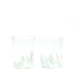 Seafoam Green Transparent Spotted Tumblers, Set of Two