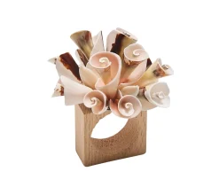 Seashell Burst Napkin Ring in Ivory & Natural, Set of 4