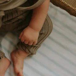 Seaside Stripes Crib Sheet in Ocean