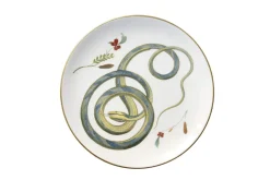 Serpentine Dinner Plate in Blue Serpentine with Flower
