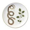 Serpentine Dinner Plate in Spotted Serpentine with Leaves