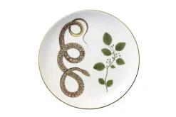 Serpentine Dinner Plate in Spotted Serpentine with Leaves