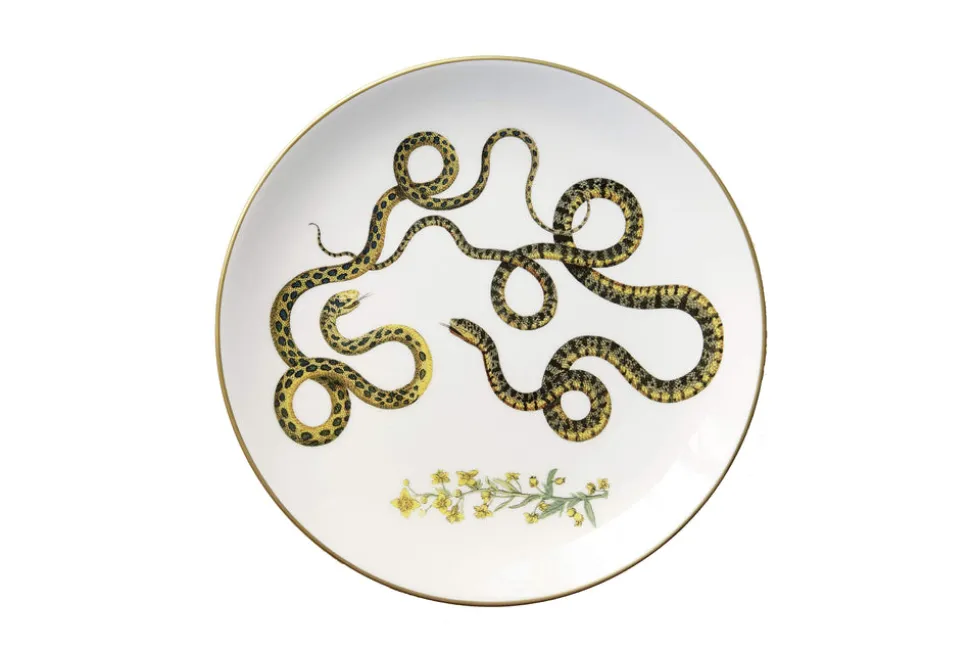 Serpentine Dinner Plate with Flowers
