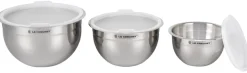 Set of 3 Nested Mixing Bowls w/ Nonslip Silicone Base & Plastic Air Tight Lids