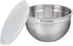 Set of 3 Nested Mixing Bowls w/ Nonslip Silicone Base & Plastic Air Tight Lids