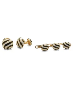 Set of Zebra Stripe Cuff Links and 3 Studs
