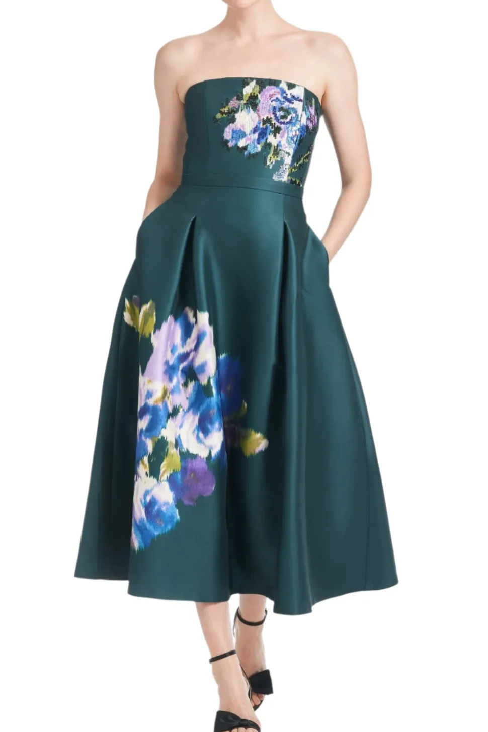 Shay Dress in Forest Green Placement Ikat