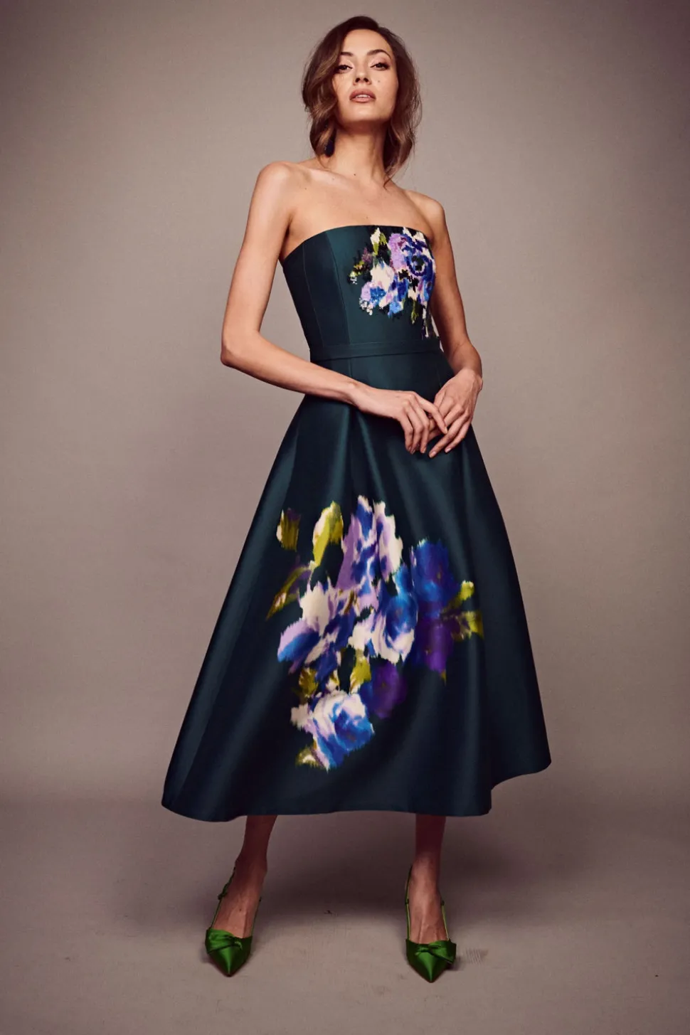 Shay Dress in Forest Green Placement Ikat