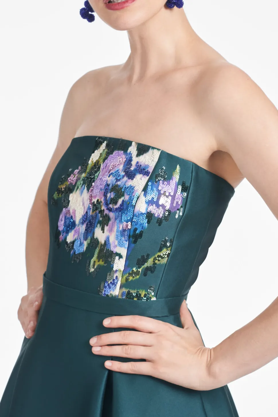 Shay Dress in Forest Green Placement Ikat