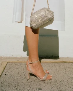 Shay Sandal in Cappuccino Suede Rhinestones