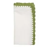 Shell Edge Napkin in White & Green, Set of 4