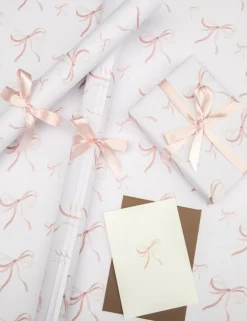 Shell Pink Bow Ribbon Cards, Set of 5