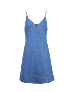 Short Hendrix Dress in Medium Indigo Blue