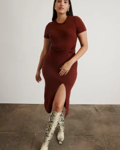 Short Sleeve Cody Dress in Raisin