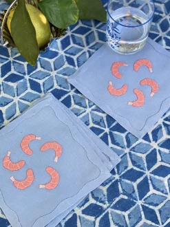 Shrimp Cocktail Napkins in Slate Blue, Set of 6