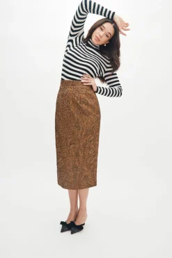 Sienna Skirt in Bronze Brocade