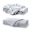 Signature Twill Napkin Set in Navy French Ticking & Timeless Toile