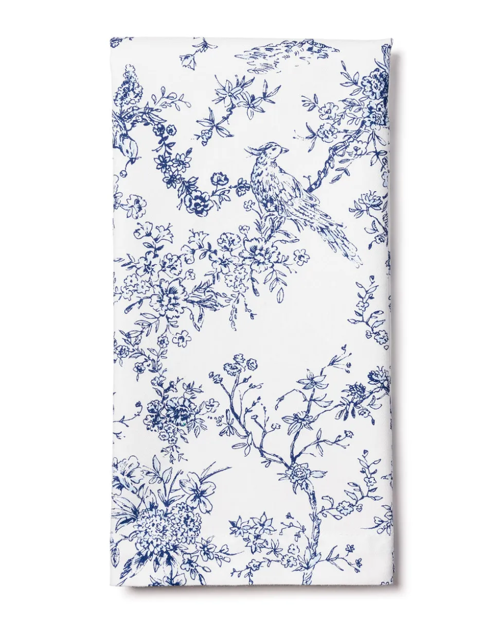 Signature Twill Napkin Set in Navy French Ticking & Timeless Toile