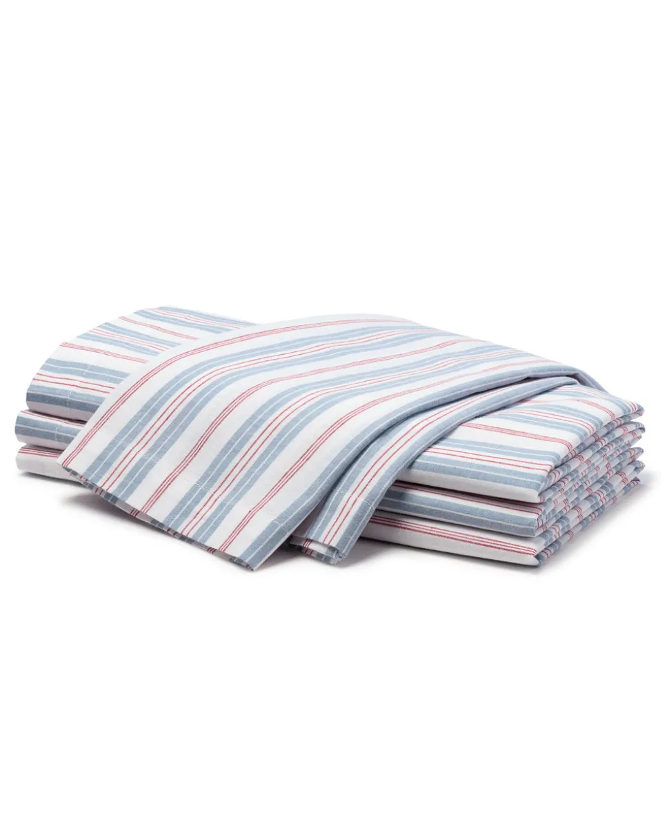 Signature Twill Napkins in Navy French Ticking, Set of 4