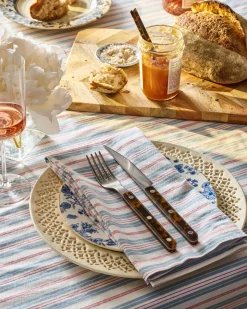 Signature Twill Napkins in Navy French Ticking, Set of 4