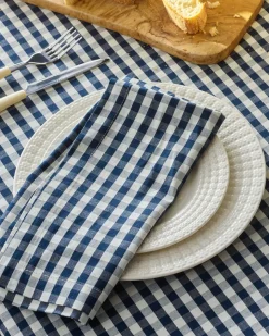 Signature Twill Napkins in Navy Gingham, Set of 4