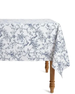 Signature Twill Tablecloth in Navy French Ticking