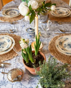 Signature Twill Tablecloth in Navy French Ticking