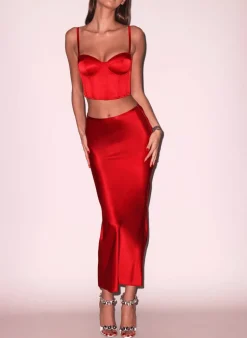 Silk Bias Cutout Skirt