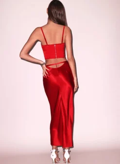 Silk Bias Cutout Skirt