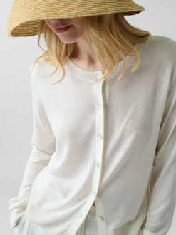 Silk Blend Cardigan in White