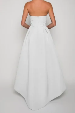 Silk Faille Twisted Bow High-Low Gown