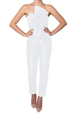 Silk Faille Twisted Bow Jumpsuit