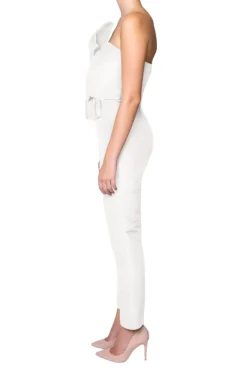 Silk Faille Twisted Bow Jumpsuit