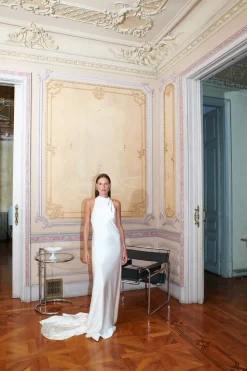 Silk Halter Dress with Organza Back Strap | STYLE 029