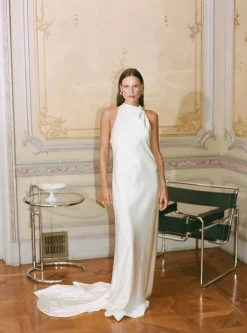 Silk Halter Dress with Organza Back Strap | STYLE 029