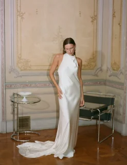 Silk Halter Dress with Organza Back Strap | STYLE 029