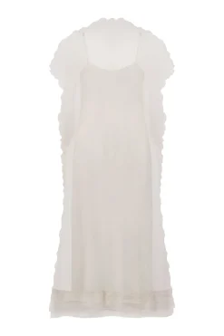 Silk Organza Sack Dress with Scalloped Edge in Ivory