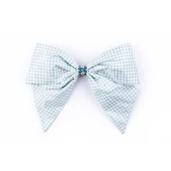 Silk Pastel Blue Check Bow in Blue