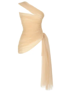 Silk Tulle Tucked Top