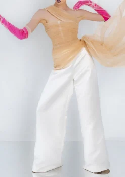 Silk Tulle Tucked Top