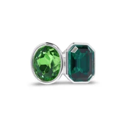 Silver Peridot/Emerald Two Stone Ring