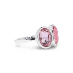 Silver Pink/Pink Two Stone Ring