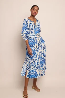 Simone Dress in Fiore Evening Blue