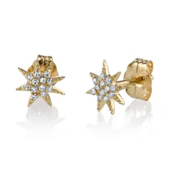 Single Star Earrings with White Pavé Diamonds