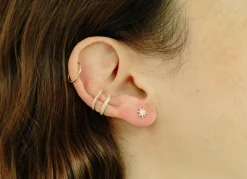 Single Star Earrings with White Pavé Diamonds