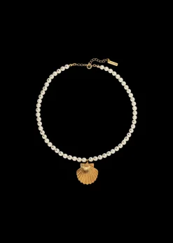 Siren Necklace in Gold Pearl