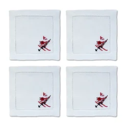 Skiing Santa Cocktail Napkins, Set of 4