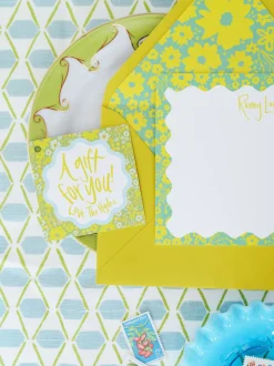Sky & Chartreuse Ditsy Floral Gift Tags